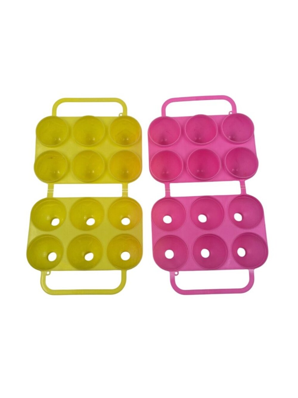 Two 2 Vintage Pink & Yellow Smooth Jello Jigglers Easter Egg Molds Jello Shots